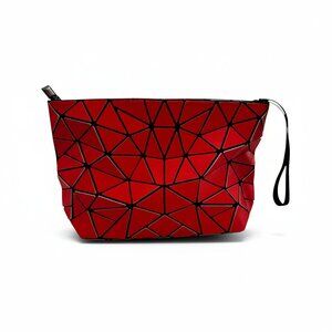 Patrizia Luca Red Geometric Triangle Panel Statement Clutch Wristlet